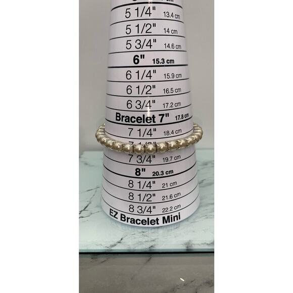 Vintage Lot Of 3 Prong Set AB & Clear Rhinestone & Faux Pearl Bracelets Stretch - Picture 4 of 7